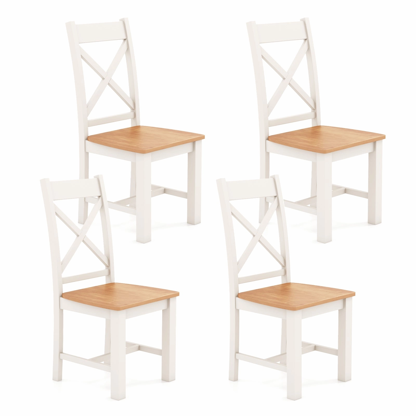 Giantex Wooden Dining Chairs Set, Farmhouse Kitchen Chairs with High Cross Back, Rubber Wood Frame