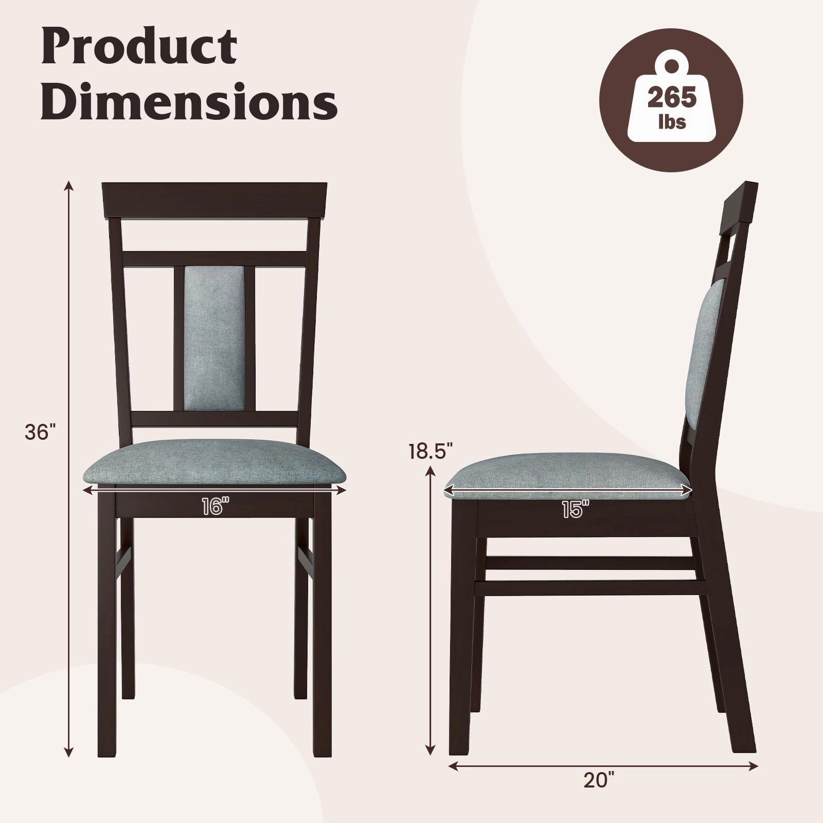 Giantex Wooden Dining Chairs Set for Dining Room Living Room