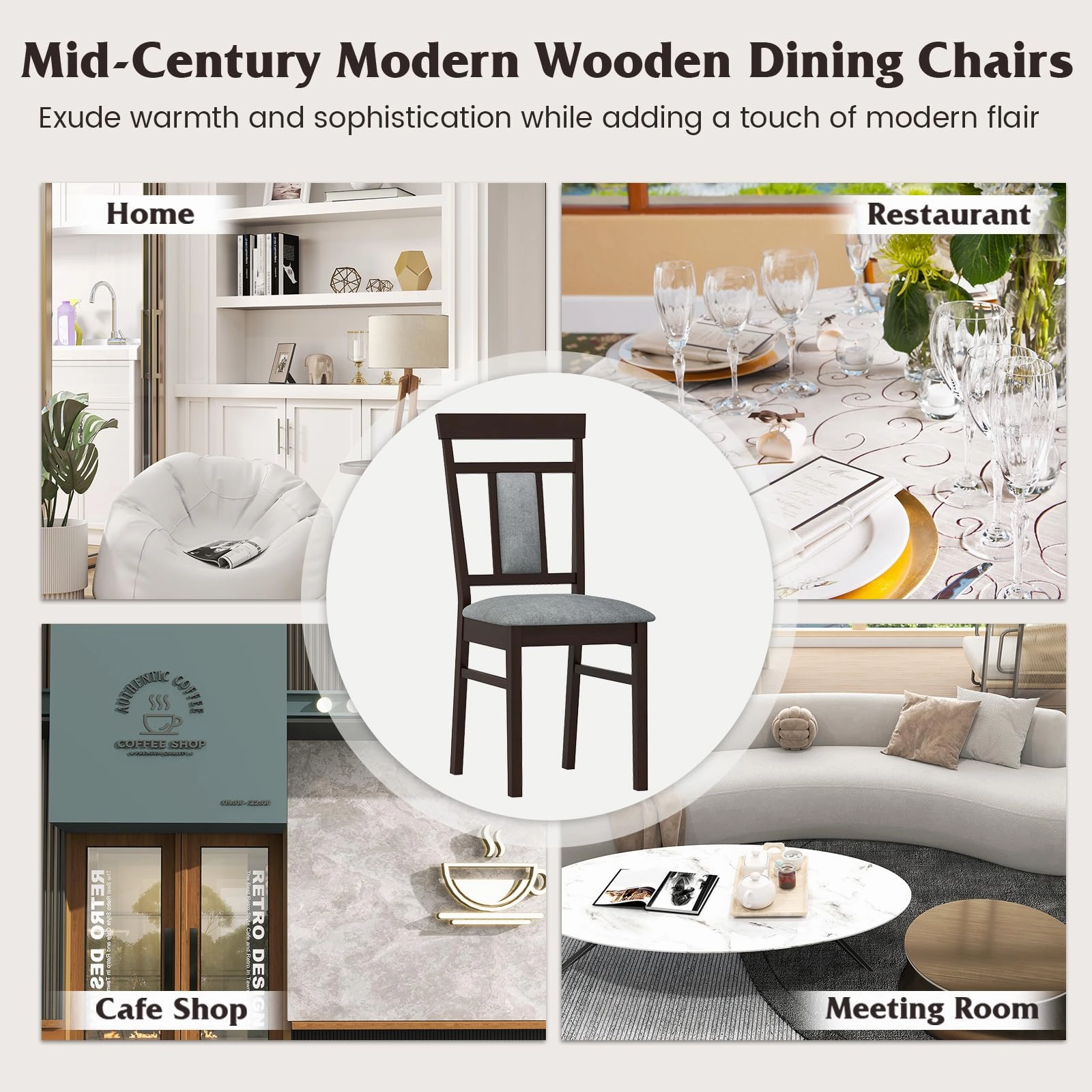Giantex Wooden Dining Chairs Set for Dining Room Living Room