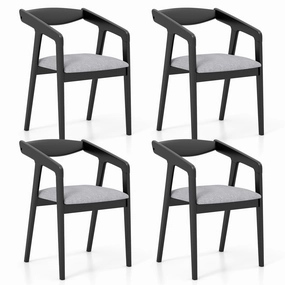 Giantex Wooden Dining Chairs Set, Linen Fabric Upholstered Kitchen Chairs w/Armrests & Padded Cushion kitchen towel, placemats