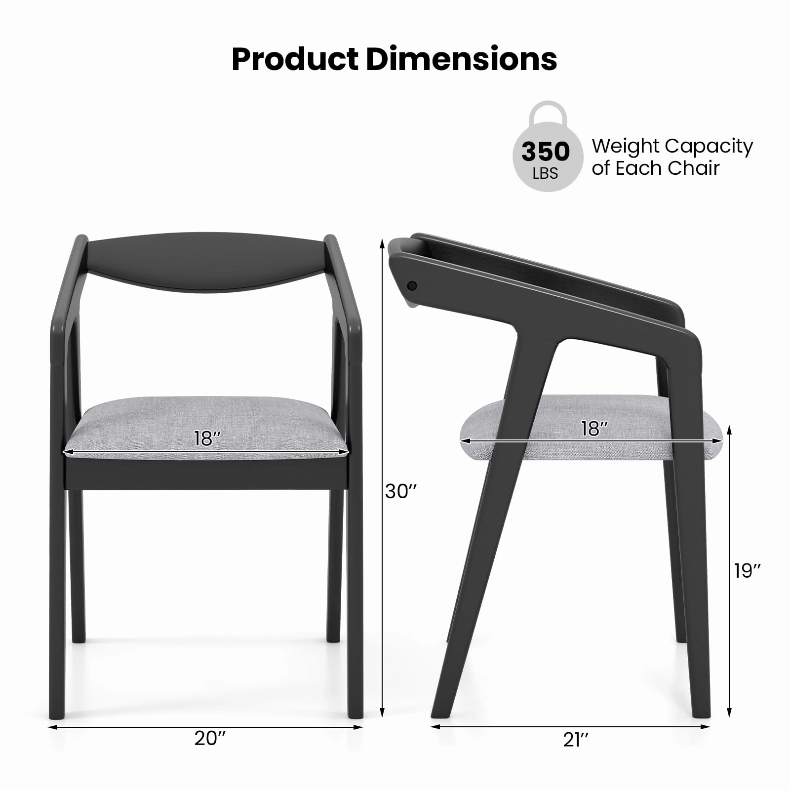 Giantex Wooden Dining Chairs Set, Linen Fabric Upholstered Kitchen Chairs w/Armrests & Padded Cushion