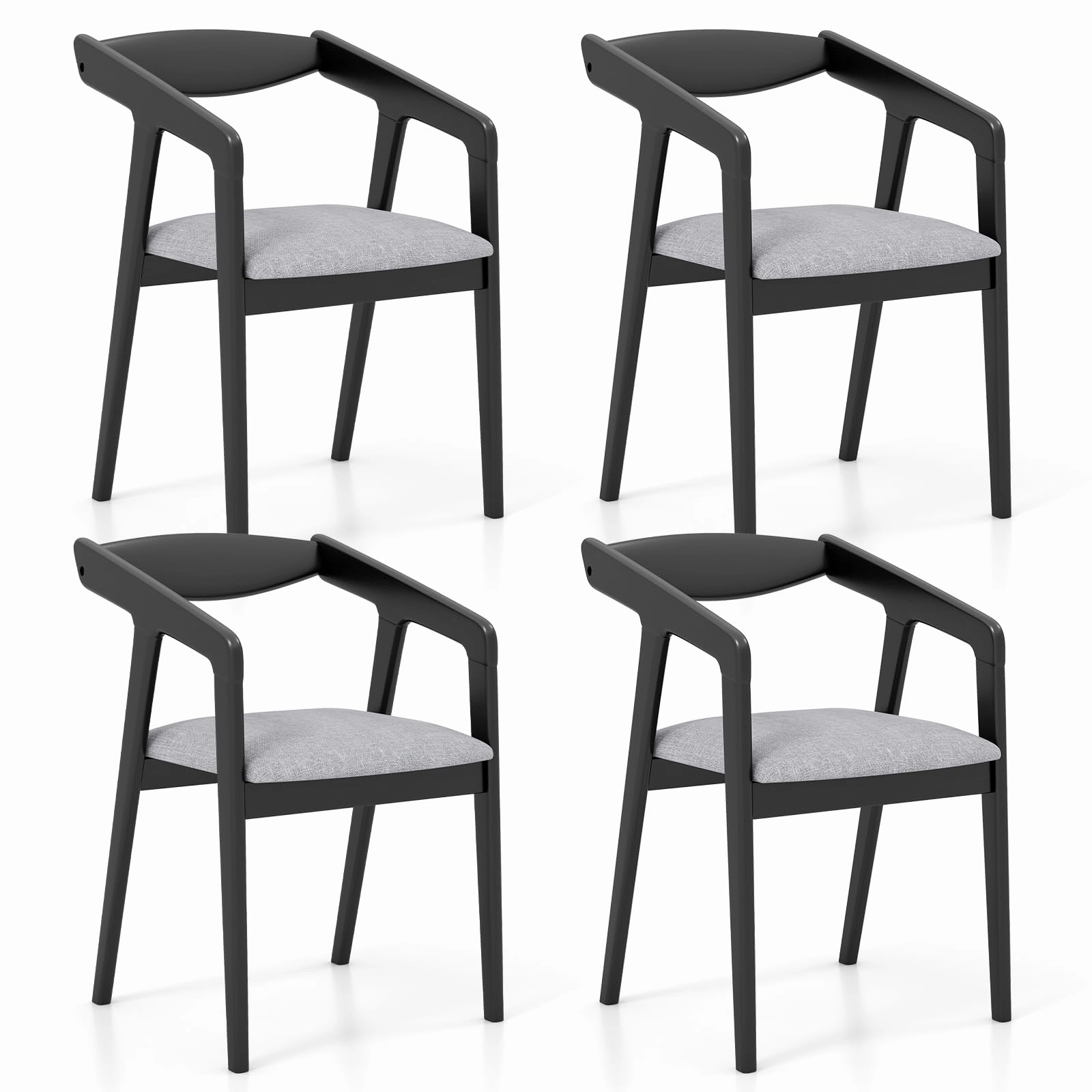 Giantex Wooden Dining Chairs Set, Linen Fabric Upholstered Kitchen Chairs w/Armrests & Padded Cushion kitchen towel, placemats
