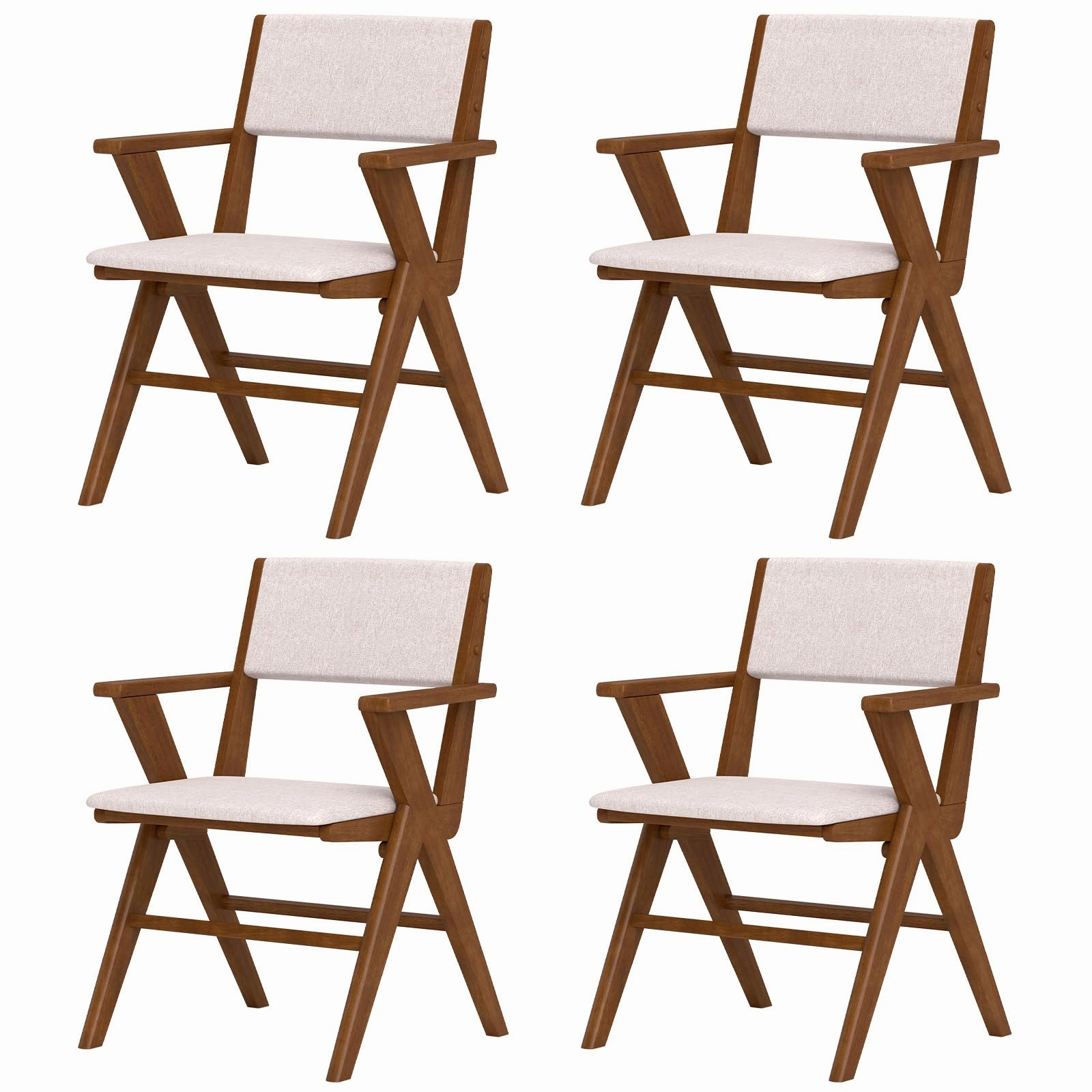 Giantex Wooden Dining Chairs Set, Linen Fabric Upholstered Kitchen Chairs w/Armrests, Rubber Wood Frame kitchen towel, placemats