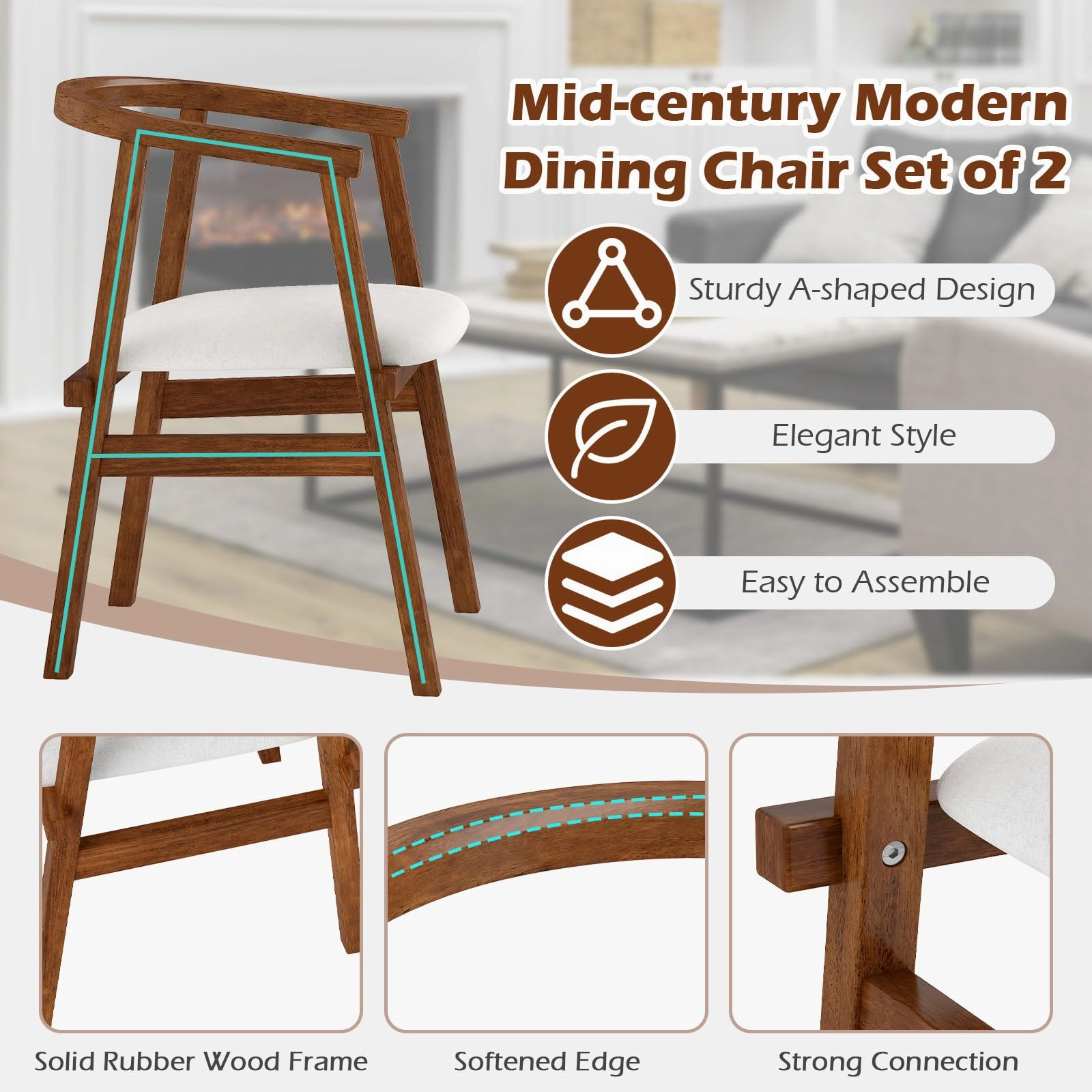 Giantex Wooden Dining Chairs Set of 2/4