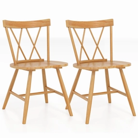 Giantex Wooden Dining Chairs Set of 2/4, Farmhouse Windsor Kitchen Chairs w/Cross Back, Wide Seat kitchen towel, placemats