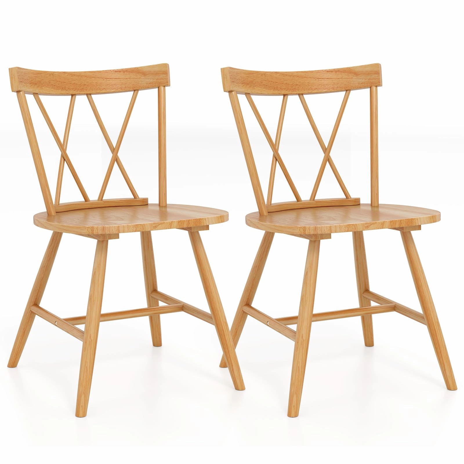 Giantex Wooden Dining Chairs Set of 2/4, Farmhouse Windsor Kitchen Chairs w/Cross Back, Wide Seat kitchen towel, placemats