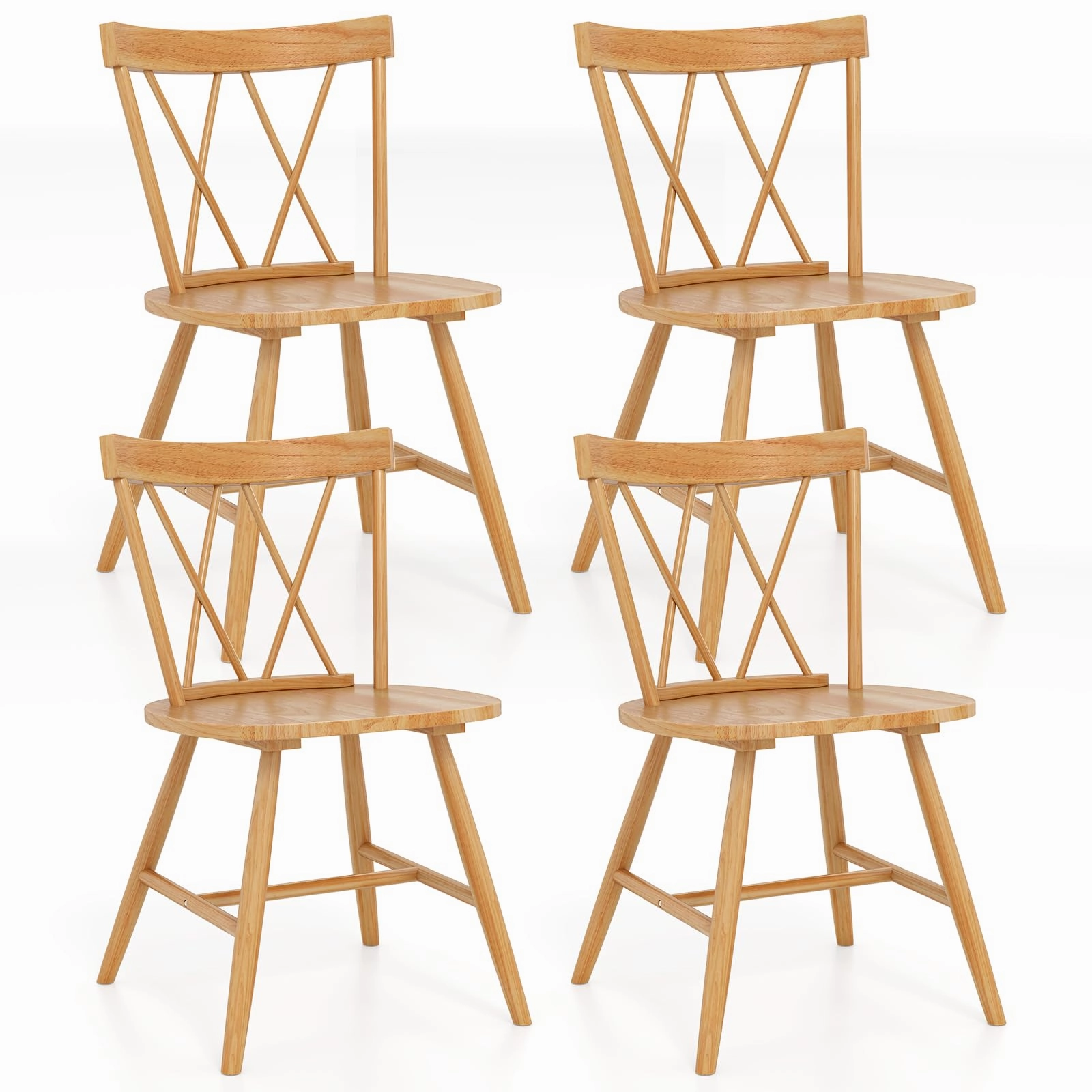 Giantex Wooden Dining Chairs Set of 2/4, Farmhouse Windsor Kitchen Chairs w/Cross Back, Wide Seat