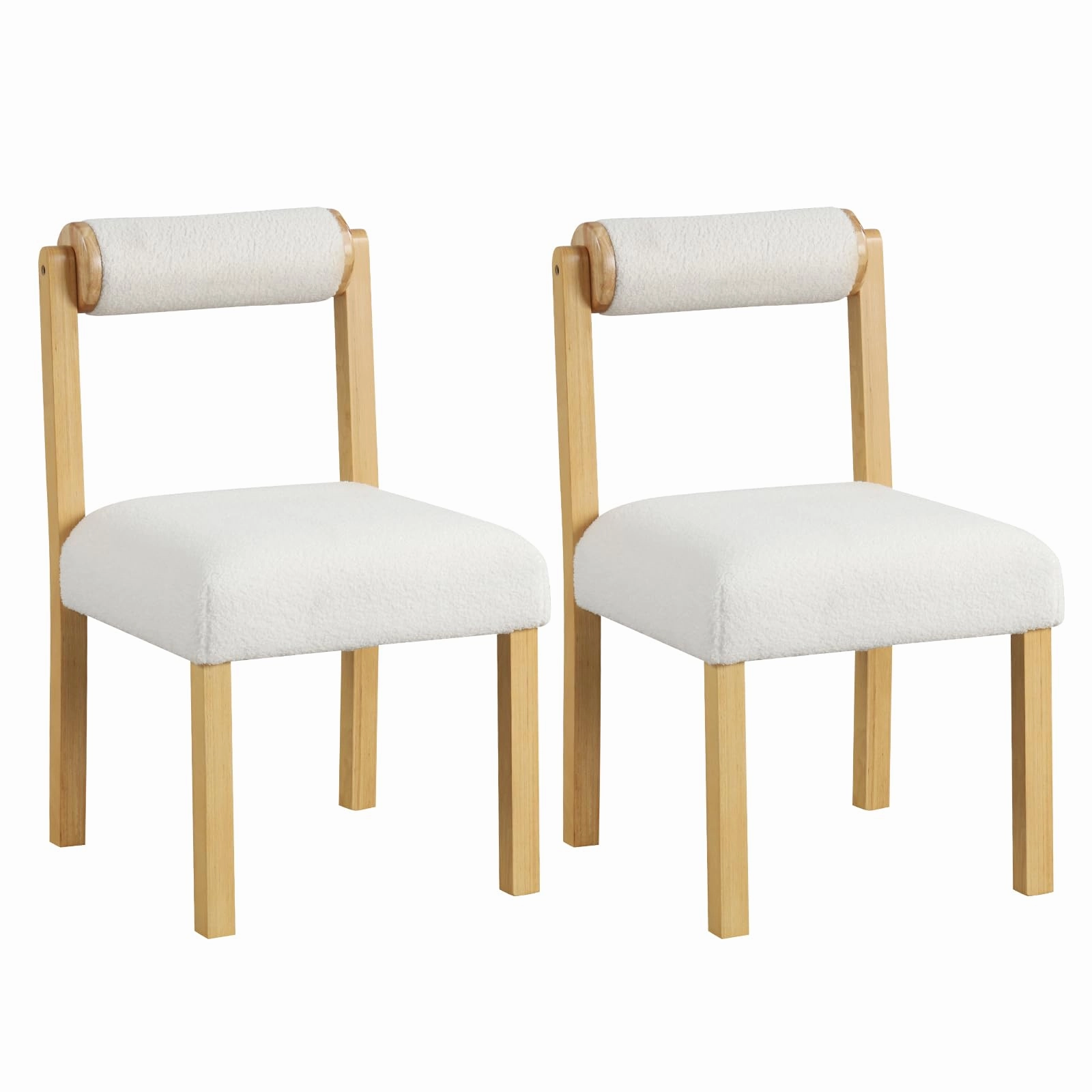 Giantex Wooden Dining Chairs Set of 2/4, Faux Sherpa Upholstered Kitchen Dining Room Chairs w/Rubber Wood Frame kitchen towel, placemats