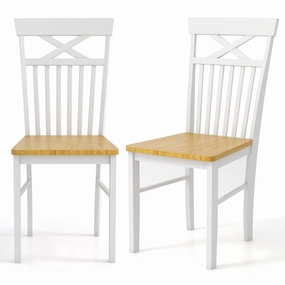Giantex Wooden Dining Chairs Set of 2/4, Kitchen Chairs w/Rubber Wood Frame, High & Curved Slatted Backrest, Modern Armless Chairs kitchen towel, placemats