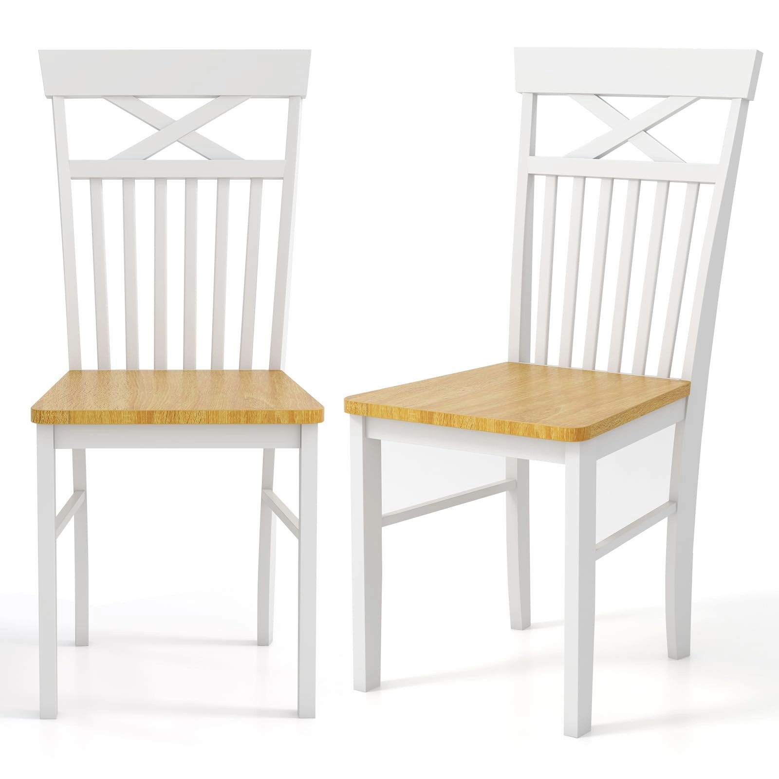 Giantex Wooden Dining Chairs Set of 2/4, Kitchen Chairs w/Rubber Wood Frame, High & Curved Slatted Backrest, Modern Armless Chairs kitchen towel, placemats