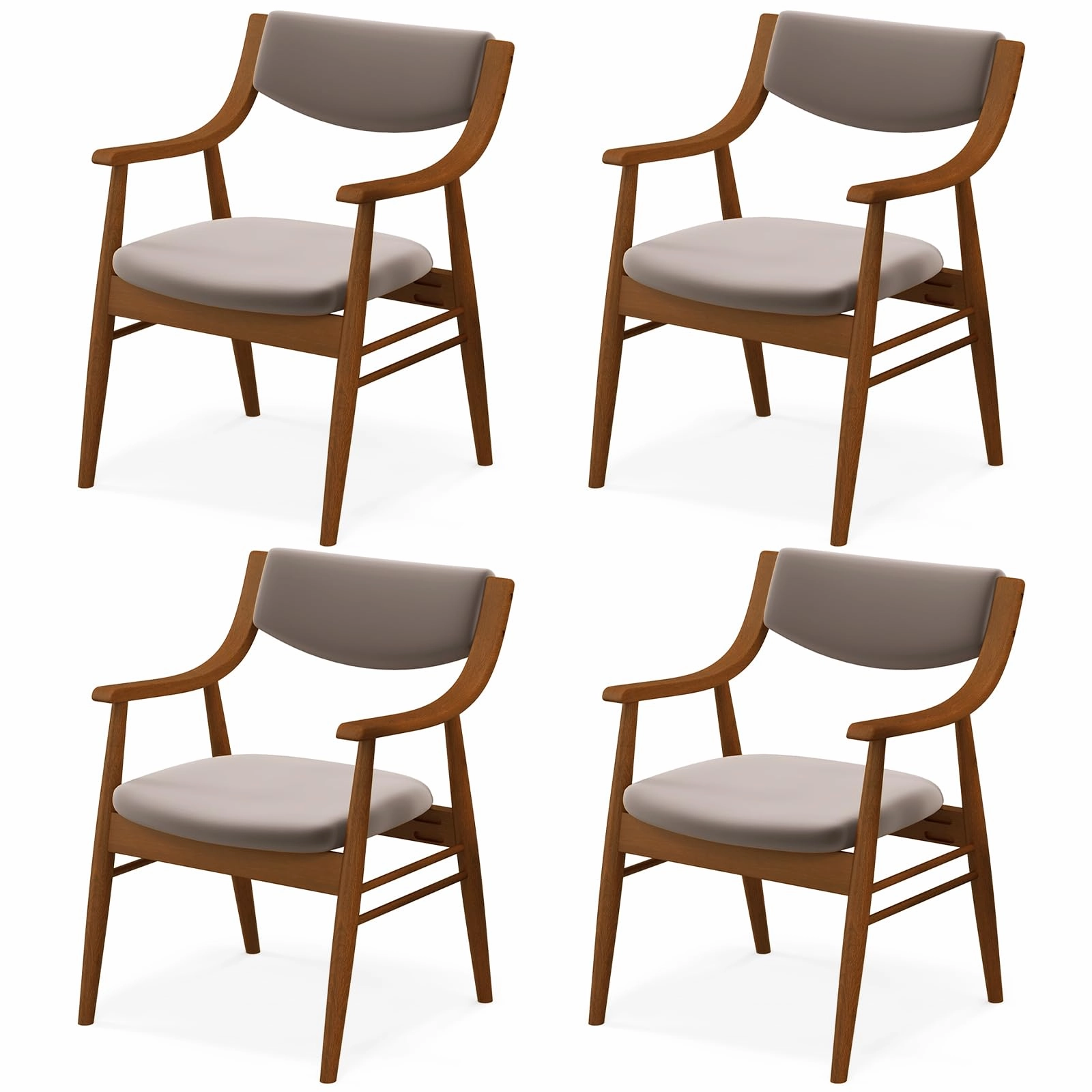 Giantex Wooden Dining Chairs Set of 2/4, PU Leather Upholstered Kitchen Chairs w/Padded Seat & Back