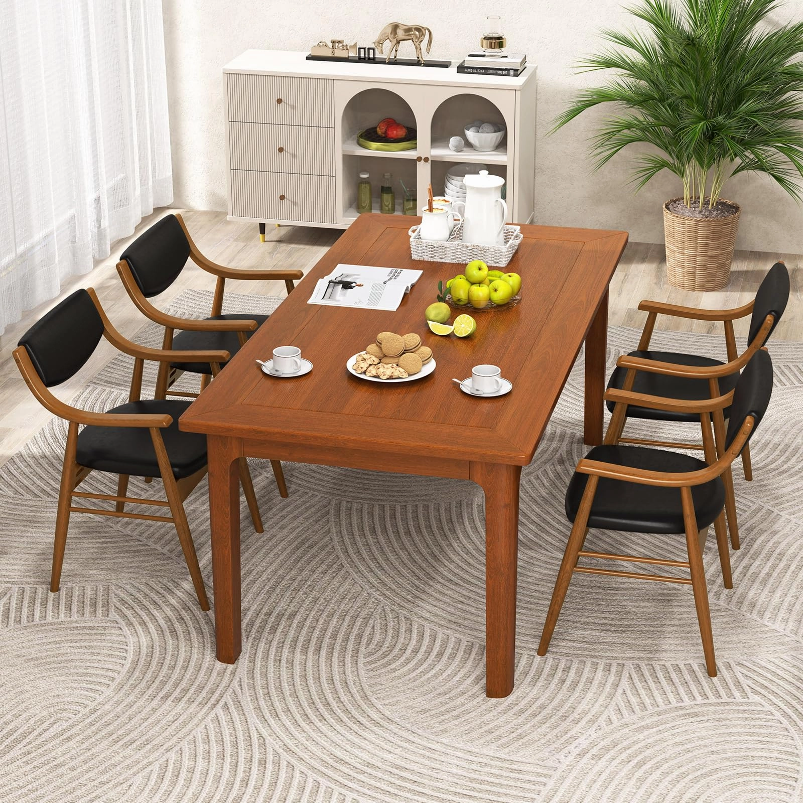 Giantex Wooden Dining Chairs Set of 2/4, PU Leather Upholstered Kitchen Chairs w/Padded Seat & Back