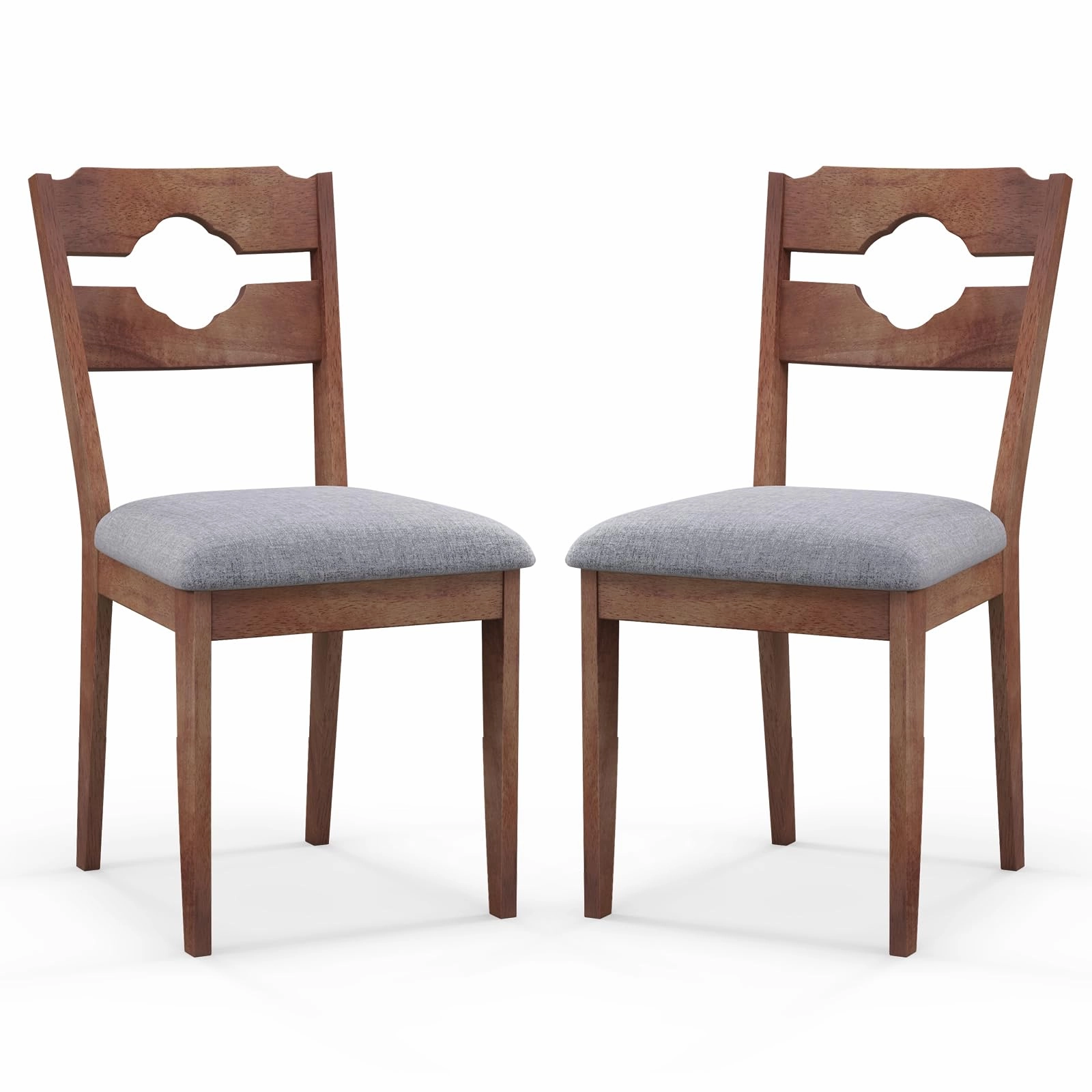 Giantex Wooden Dining Chairs Set of 2/4, Rubber Wood Dinner Chair w/Hollowed Backrest & Padded Seat kitchen towel, placemats