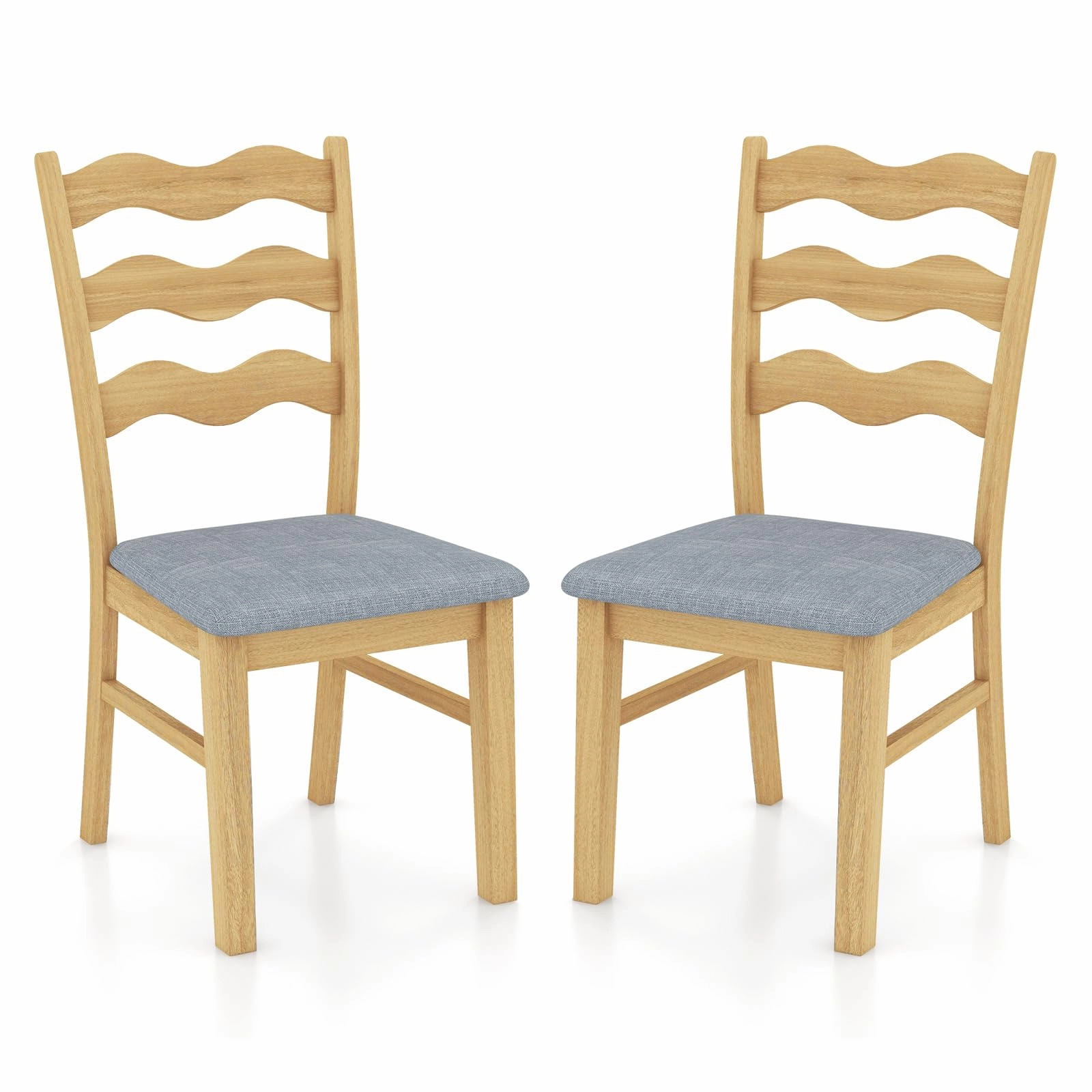 Giantex Wooden Dining Chairs Set of 2/4, Rubber Wood Kitchen Chair with Padded Seat & Hollowed Backrest kitchen towel, placemats