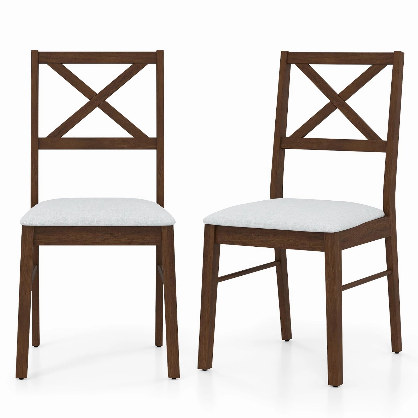 Giantex Wooden Dining Chairs Set of 2/4, Upholstered Kitchen Chairs w/Cross Back & Padded Seat