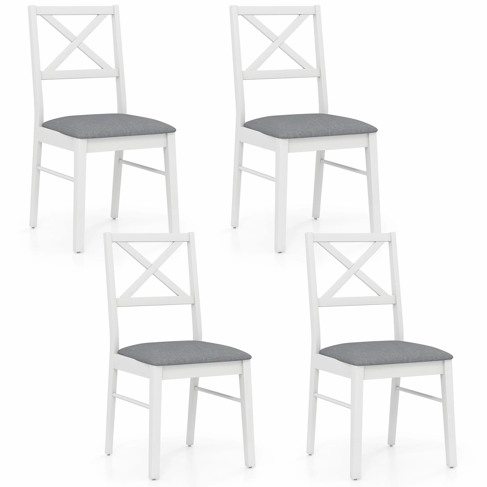 Giantex Wooden Dining Chairs Set of 2/4, Upholstered Kitchen Chairs w/Cross Back & Padded Seat