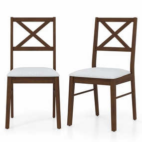 Giantex Wooden Dining Chairs Set of 2/4, Upholstered Kitchen Chairs w/Cross Back & Padded Seat kitchen towel, placemats