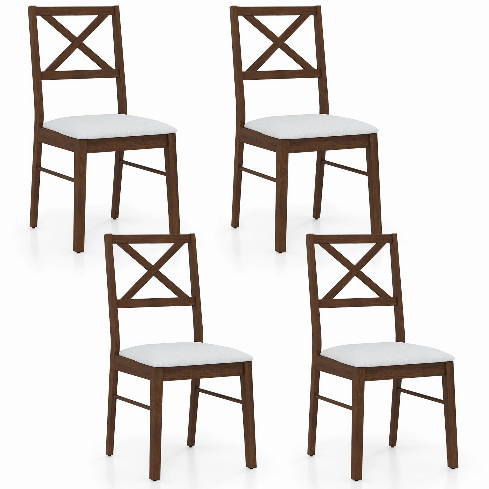 Giantex Wooden Dining Chairs Set of 2/4, Upholstered Kitchen Chairs w/Cross Back & Padded Seat