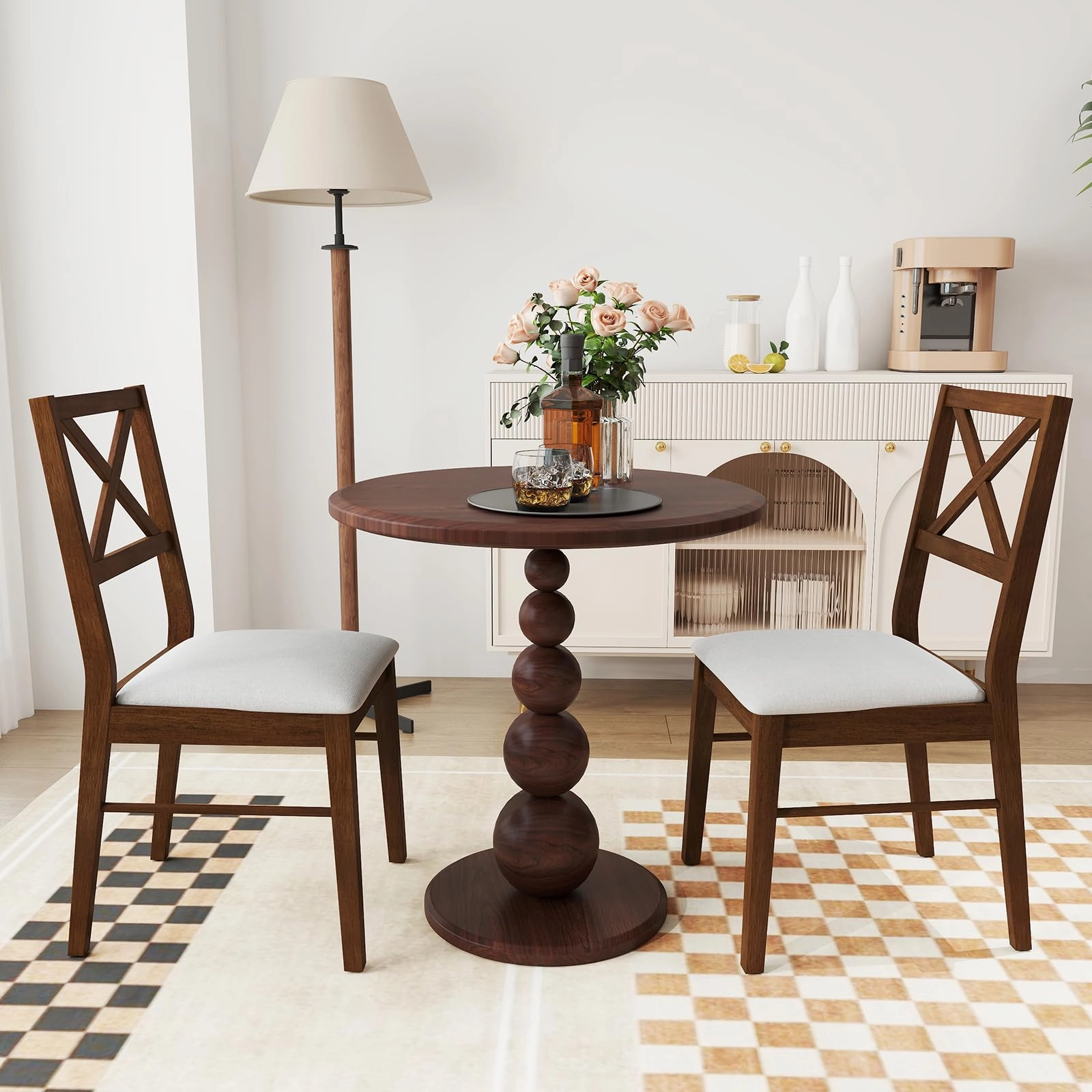 Giantex Wooden Dining Chairs Set of 2/4, Upholstered Kitchen Chairs w/Cross Back & Padded Seat