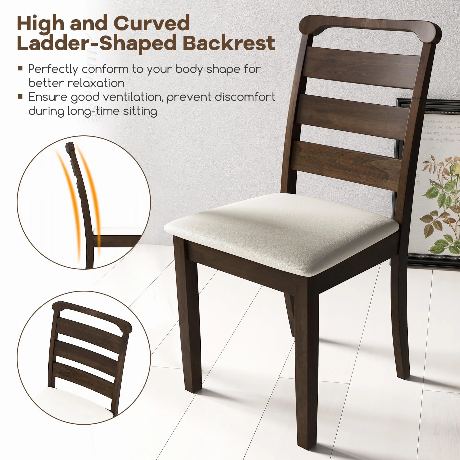 Giantex Wooden Dining Chairs Set of 2/4, Upholstered Kitchen Chairs w/Rubber Wood Frame, Padded Seat