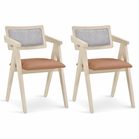 Giantex Wooden Dining Chairs Set of 2, Mid Century Upholstered Kitchen Chairs w/Leathaire Seat Cushions kitchen towel, placemats