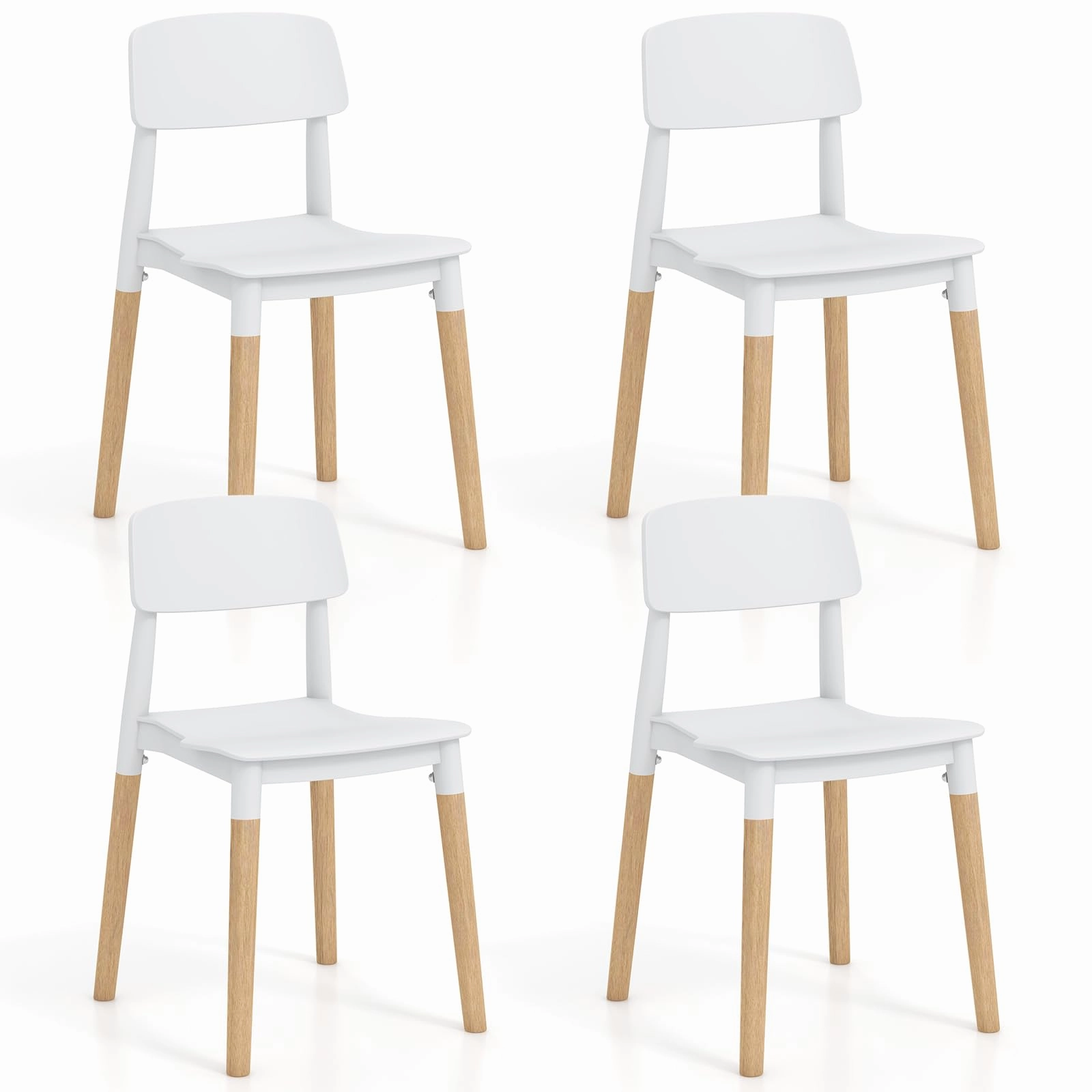 Giantex Wooden Dining Chairs Set of 4, Modern Dining Side Chairs Set w/Ergonomic Backrest, Wide Seat & Sturdy Wooden Legs