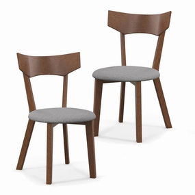 Giantex Wooden Dining Chairs, Solid Wood Kitchen Chairs w/Curved Back & Cushioned Seat kitchen towel, placemats