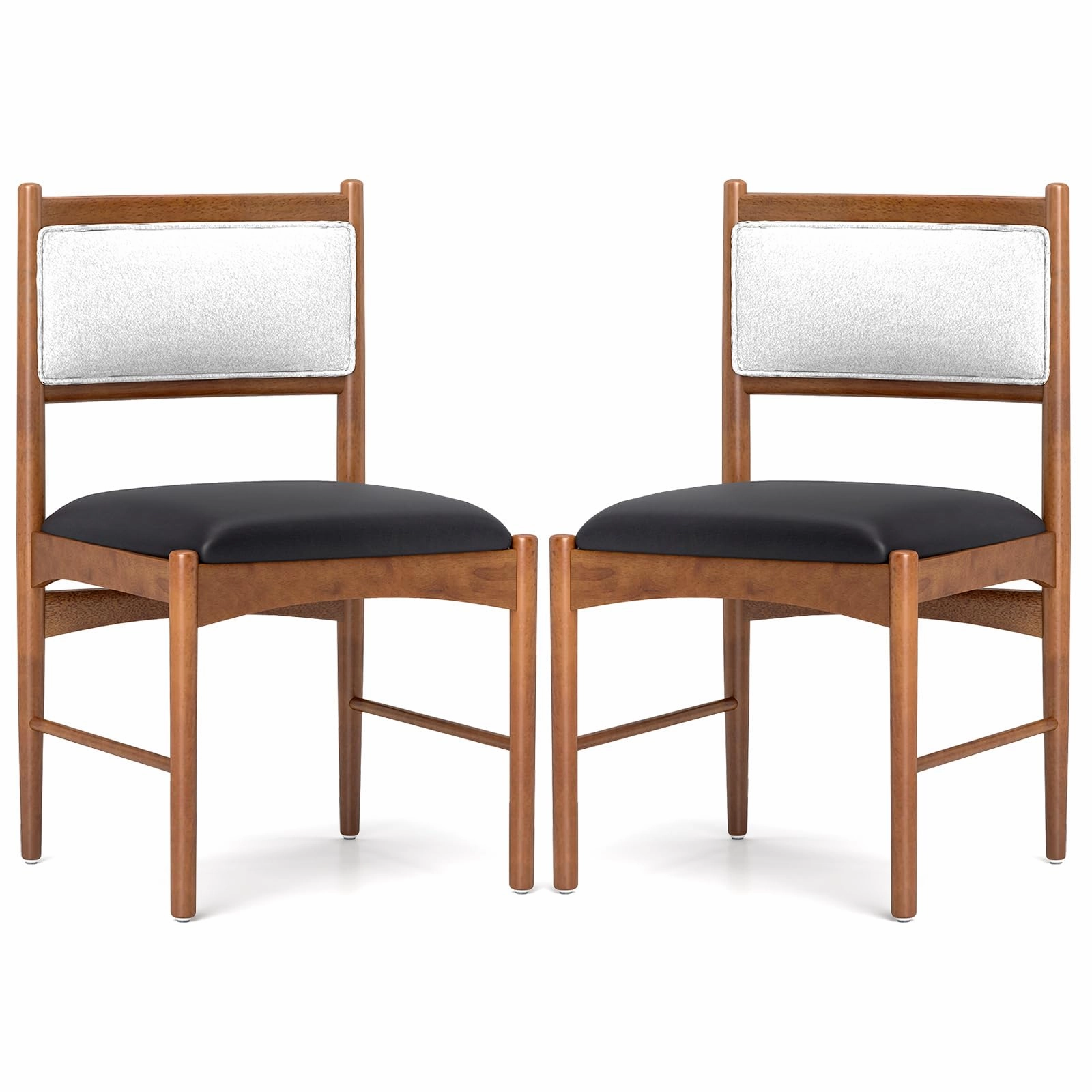 Giantex Wooden Dining Chairs, Upholstered Kitchen Chairs w/Rubber Wood Frame & Faux Leather Padded Seat kitchen towel, placemats