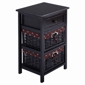 Giantex Wooden Nightstand 3 Tiers W/ 2 Baskets and 1 Drawer Bedside Sofa Storage Organizer office chair, ergonomic chair