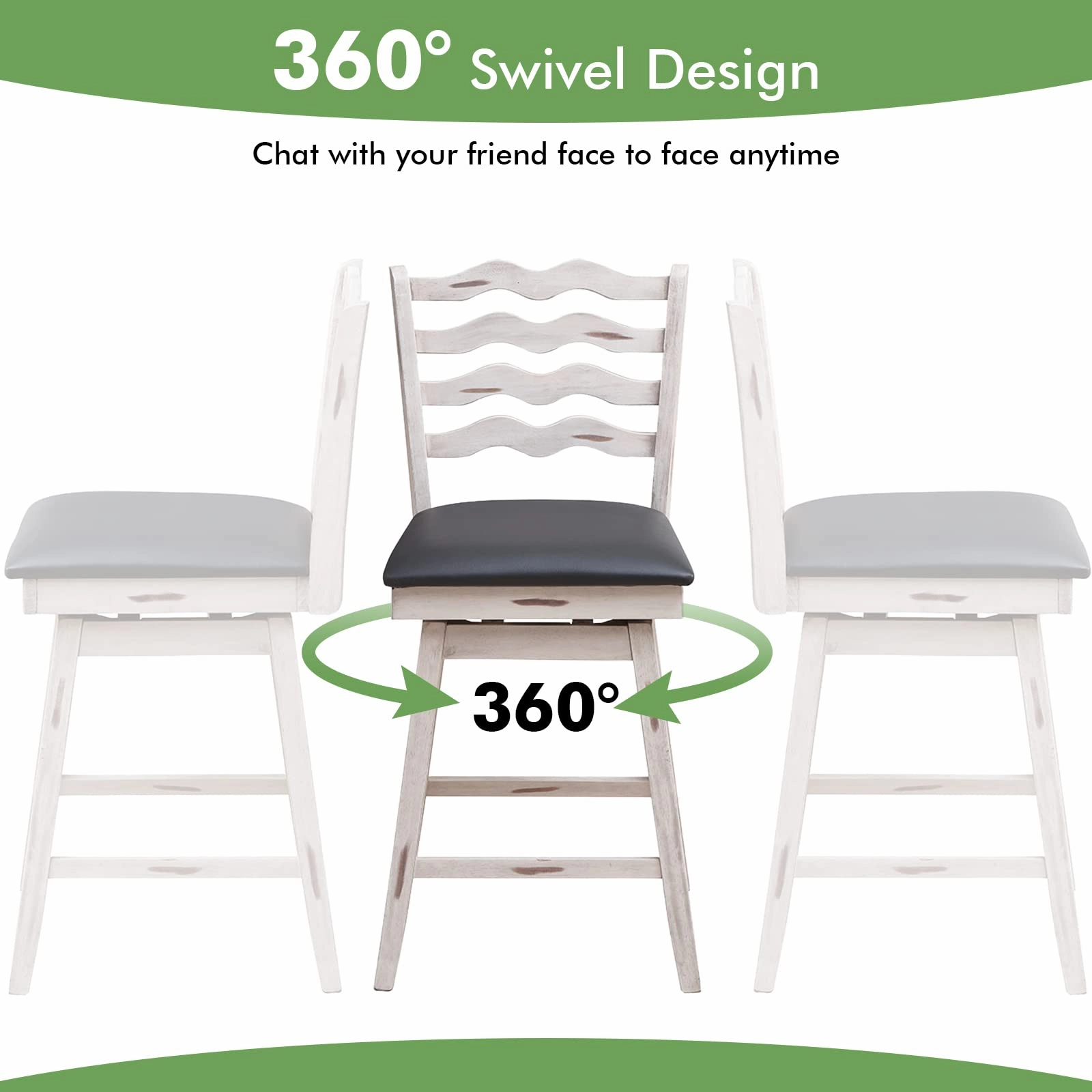 Giantex Wooden Upholstered Barstools for Kitchen Island