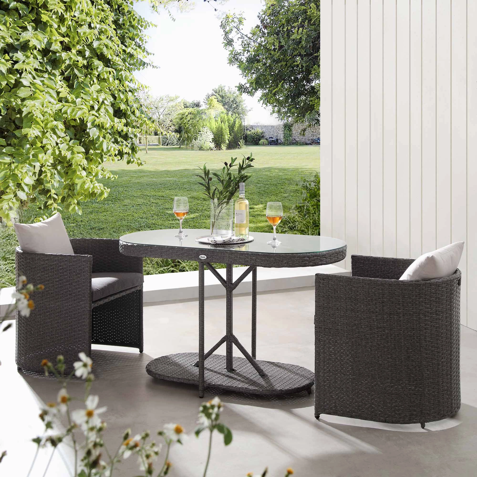 Granchester Rattan Balcony Bistro Set, Grey
