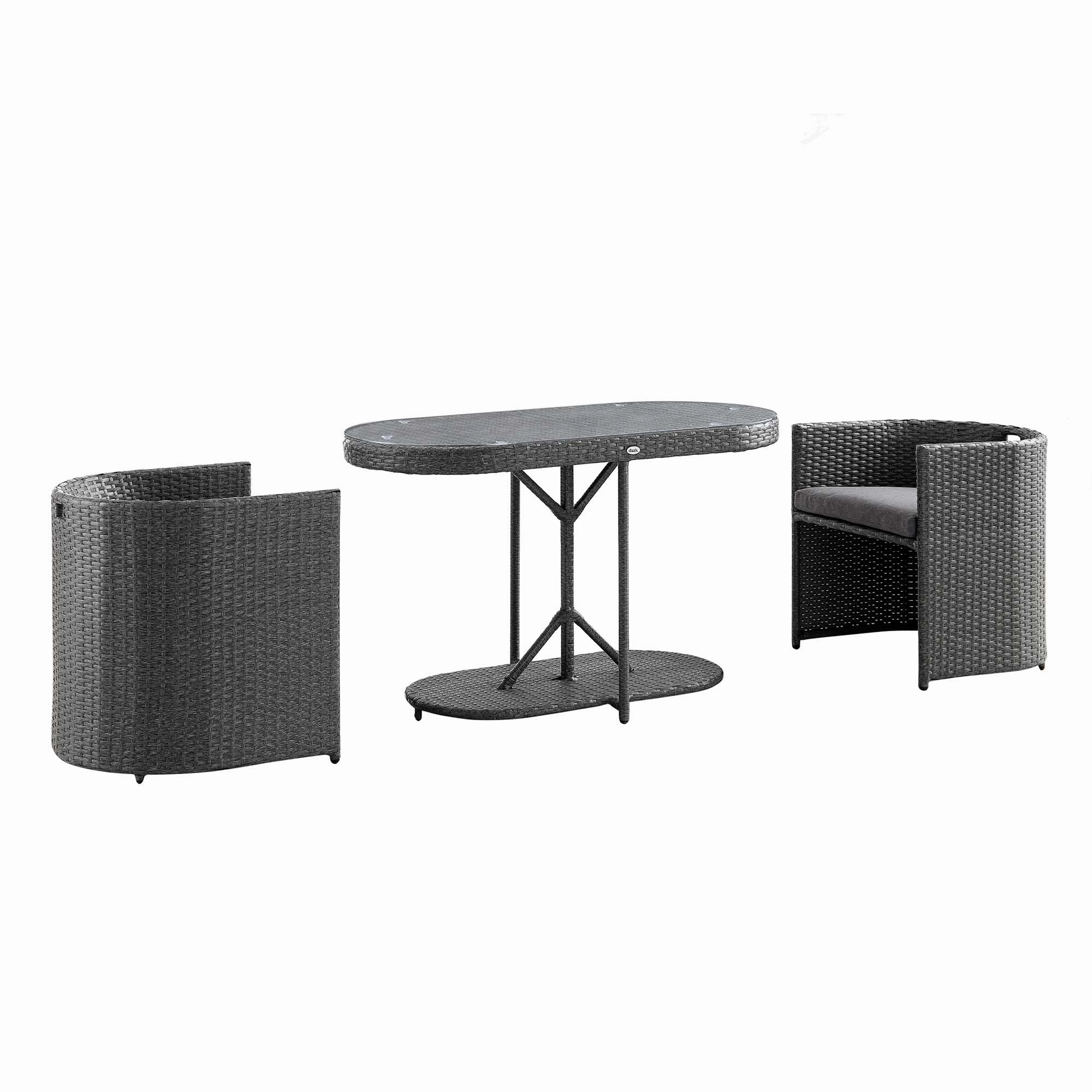 Granchester Rattan Balcony Bistro Set, Grey