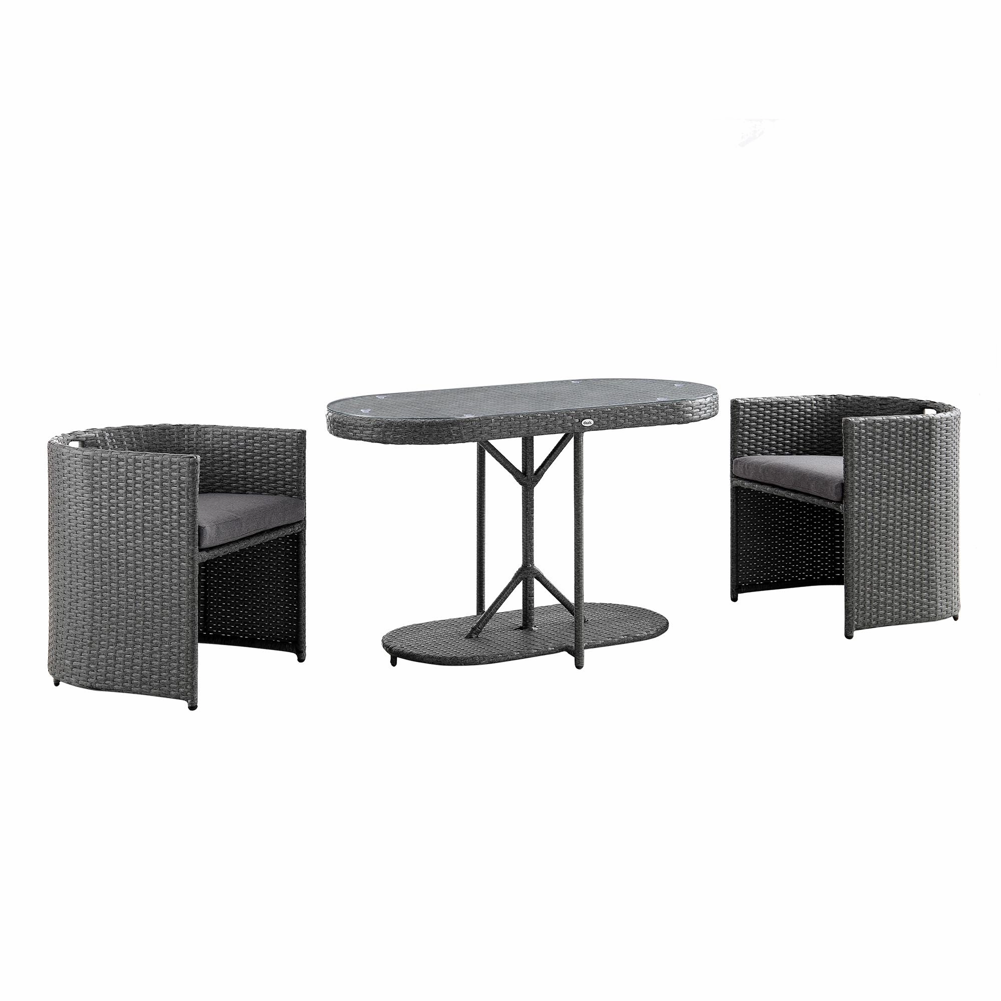 Granchester Rattan Balcony Bistro Set, Grey