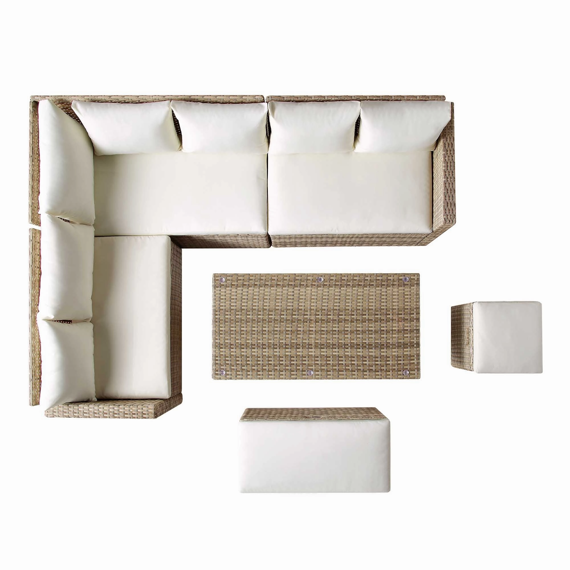 Granchester Rattan Rectangular Corner Dining Sofa Set with Rising Table, Natural