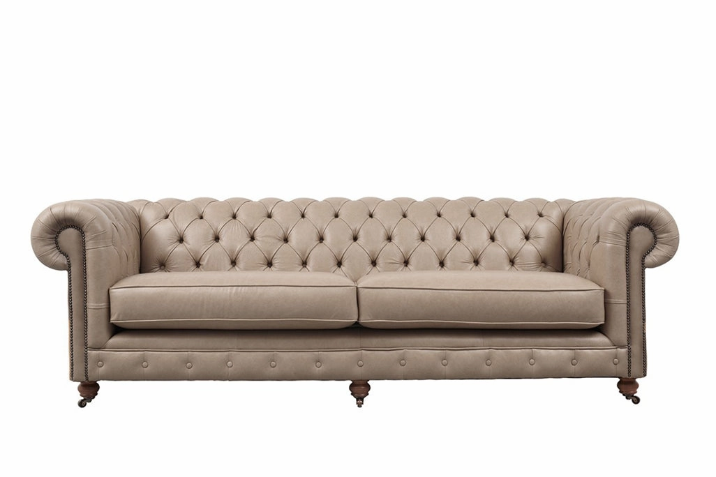 Grand Chesterfield | 4 Seater Sofa | Milton Mushroom