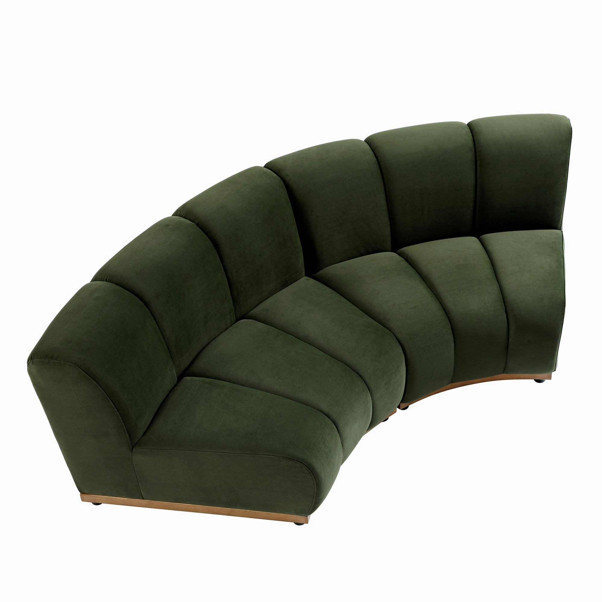Granvia Moss Green Velvet Modular Sofa, 2-Seater Curved Sofa