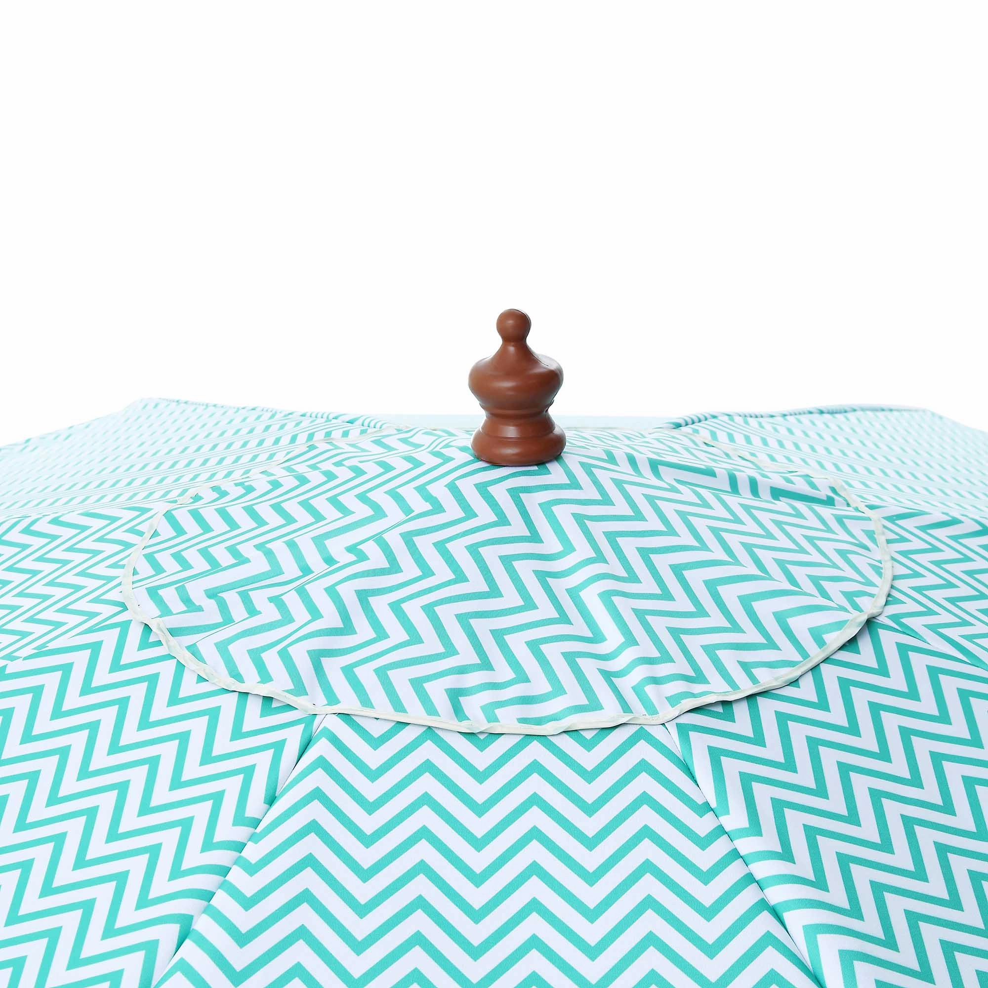 Green Chevron 2.6M Octagonal Tassel Parasol with Aluminium Tilt