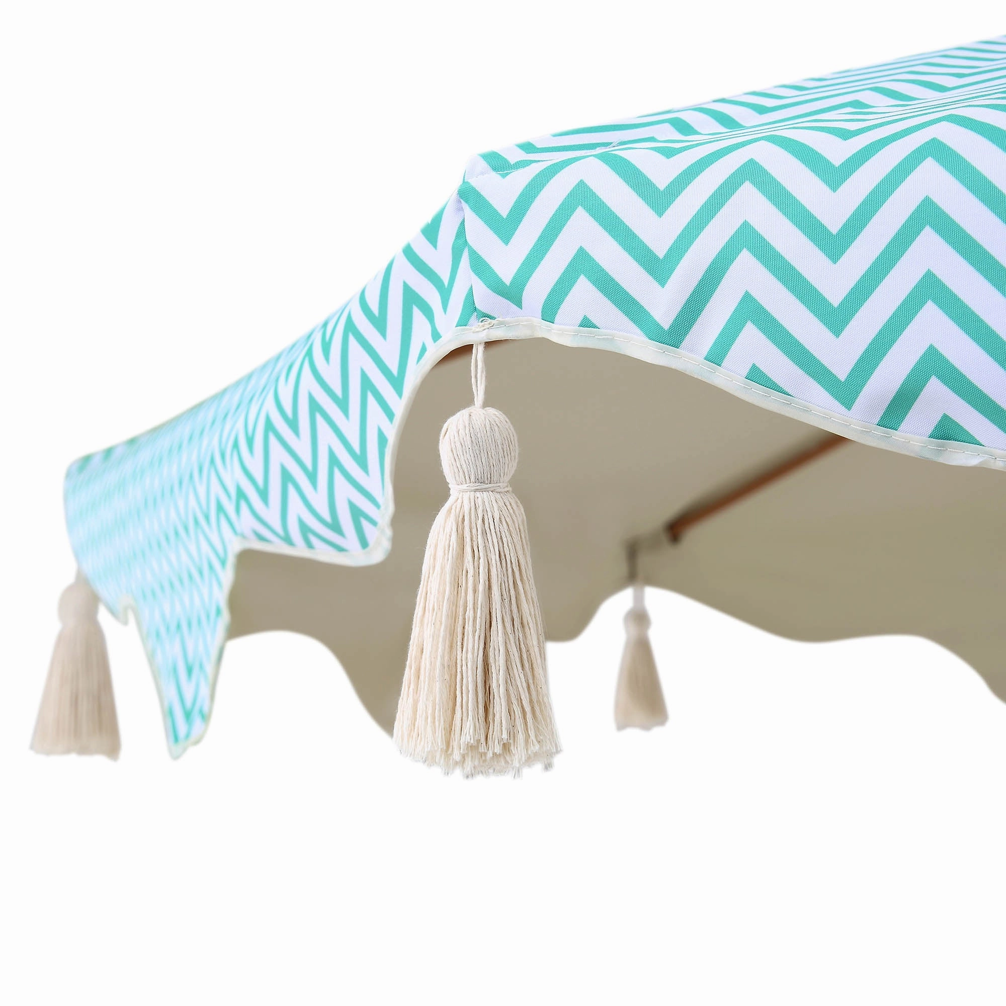 Green Chevron 2.6M Octagonal Tassel Parasol with Aluminium Tilt