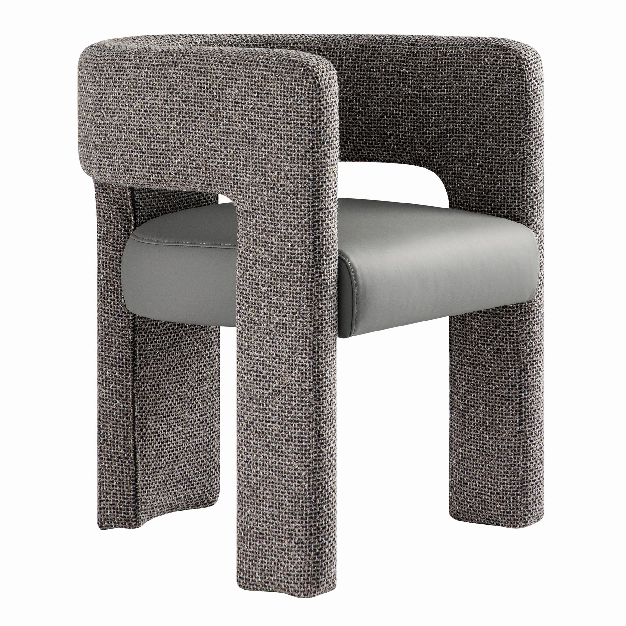 Greenwich Grey & Blue Textured Fabric and Grey Faux Leather Seat Dining Chair
