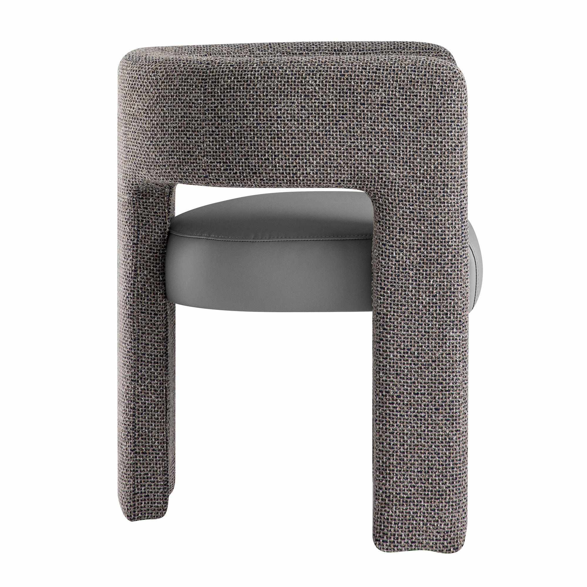 Greenwich Grey & Blue Textured Fabric and Grey Faux Leather Seat Dining Chair