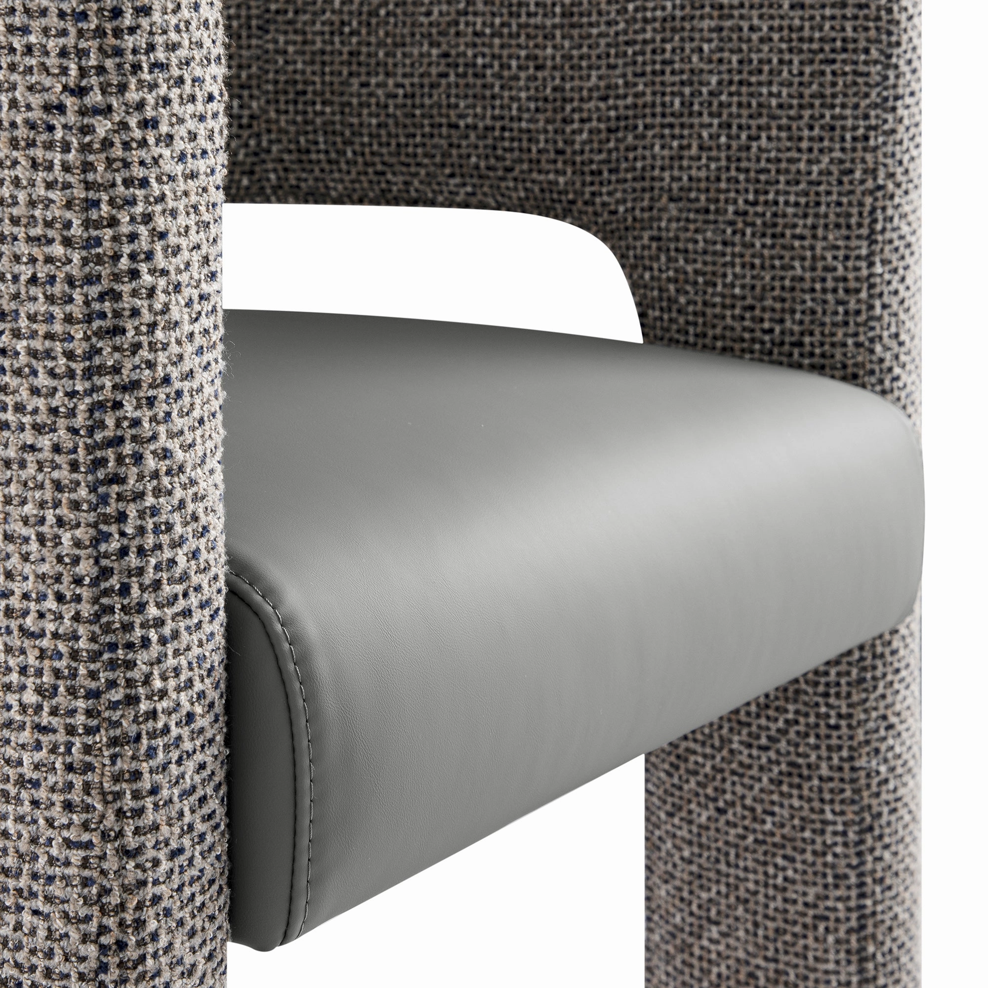 Greenwich Grey & Blue Textured Fabric and Grey Faux Leather Seat Dining Chair