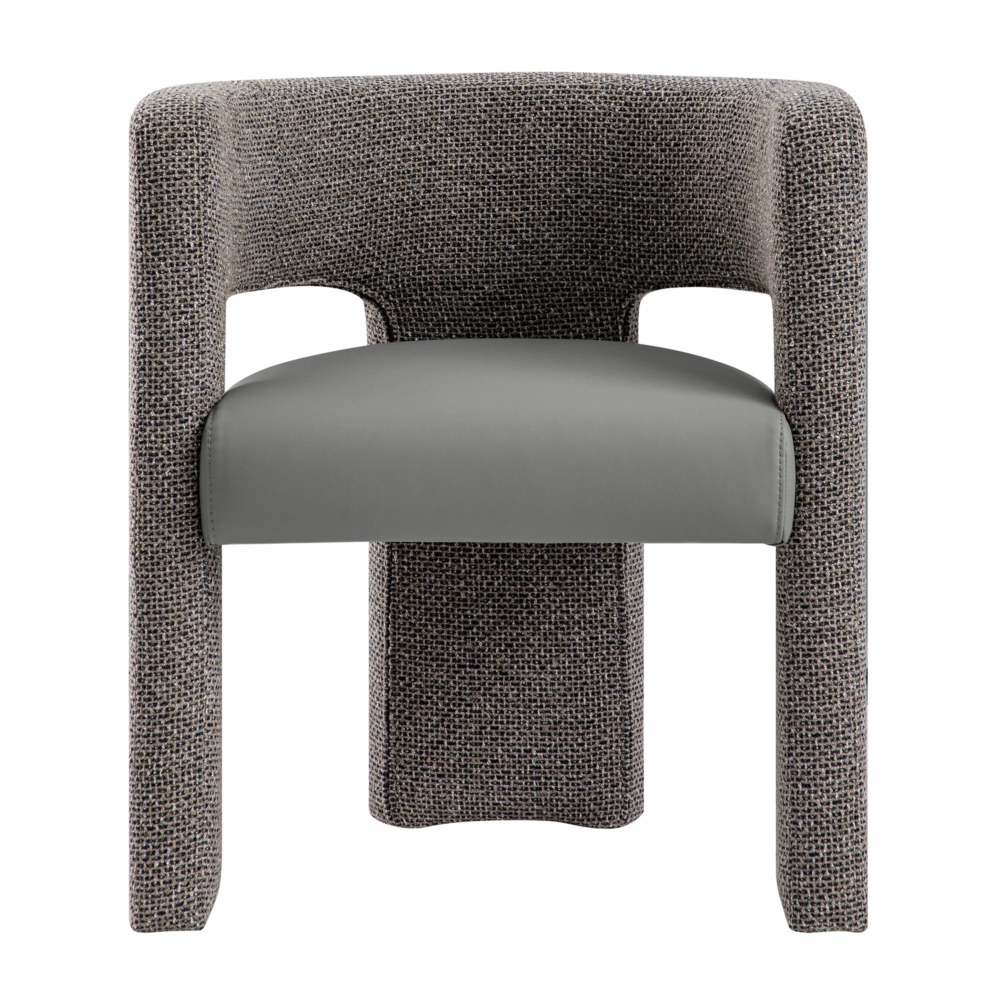 Greenwich Grey & Blue Textured Fabric and Grey Faux Leather Seat Dining Chair