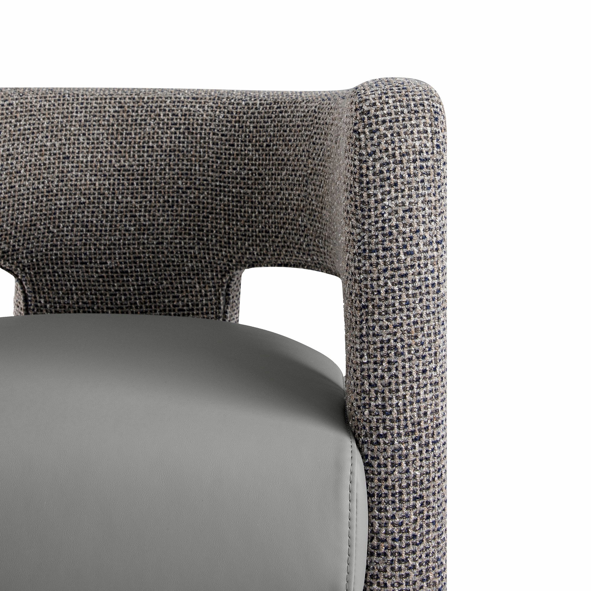 Greenwich Grey & Blue Textured Fabric and Grey Faux Leather Seat Dining Chair