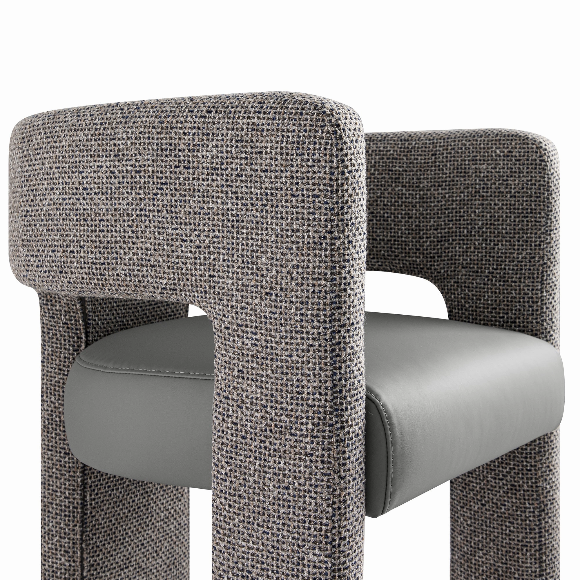 Greenwich Grey & Blue Textured Fabric and Grey Faux Leather Seat Dining Chair