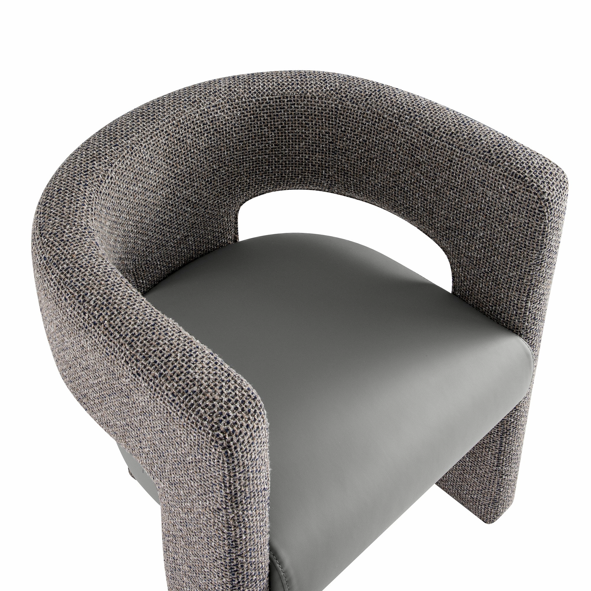 Greenwich Grey & Blue Textured Fabric and Grey Faux Leather Seat Dining Chair