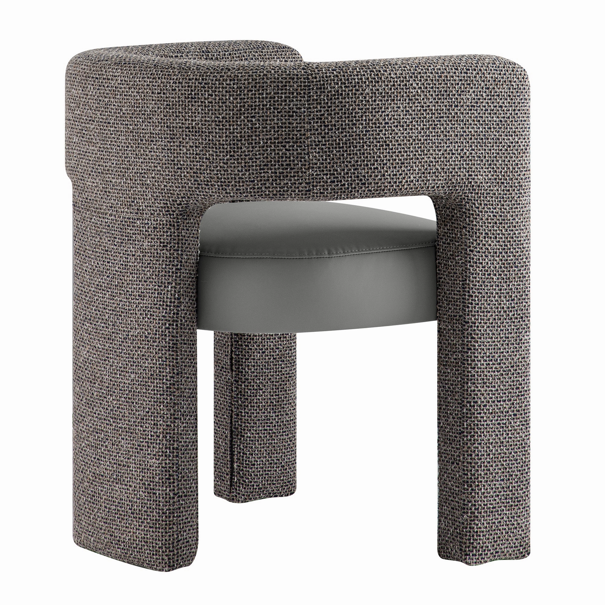 Greenwich Grey & Blue Textured Fabric and Grey Faux Leather Seat Dining Chair