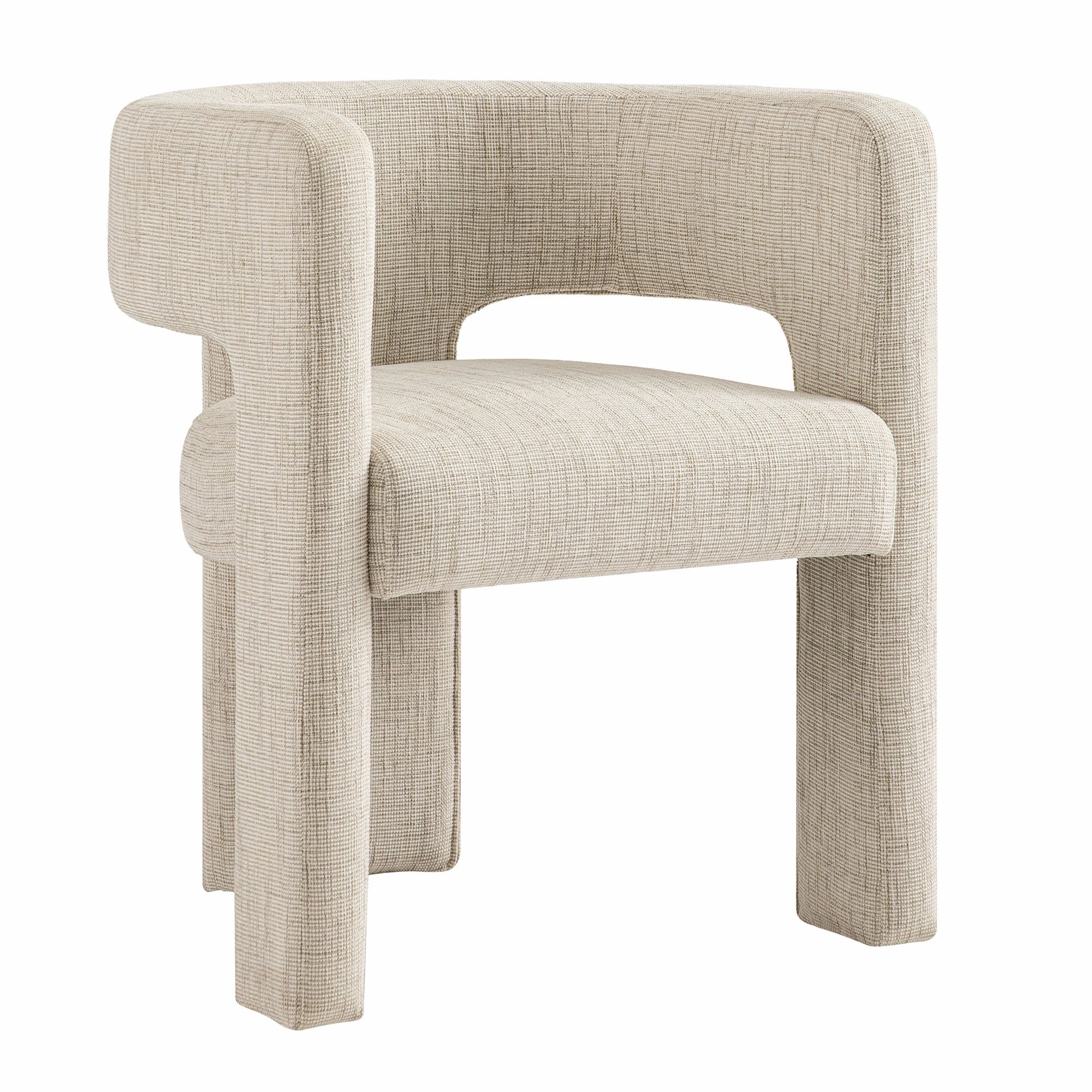 Greenwich Oatmeal & Beige Woven Textured Fabric Dining Chair