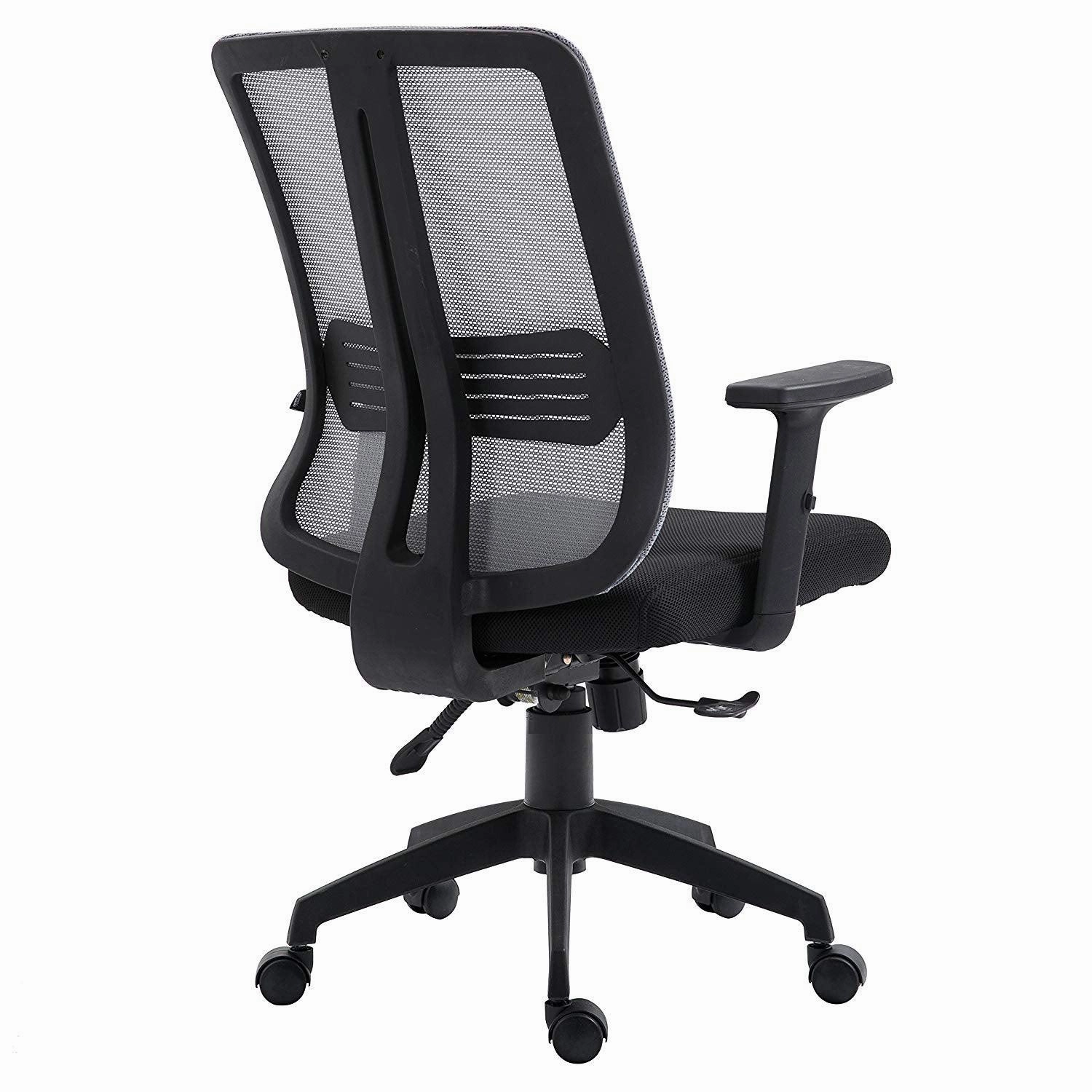 Grey Mesh Medium Back Executive Office Chair Swivel Desk Chair with Synchro-Tilt, Adjustable Armrests
