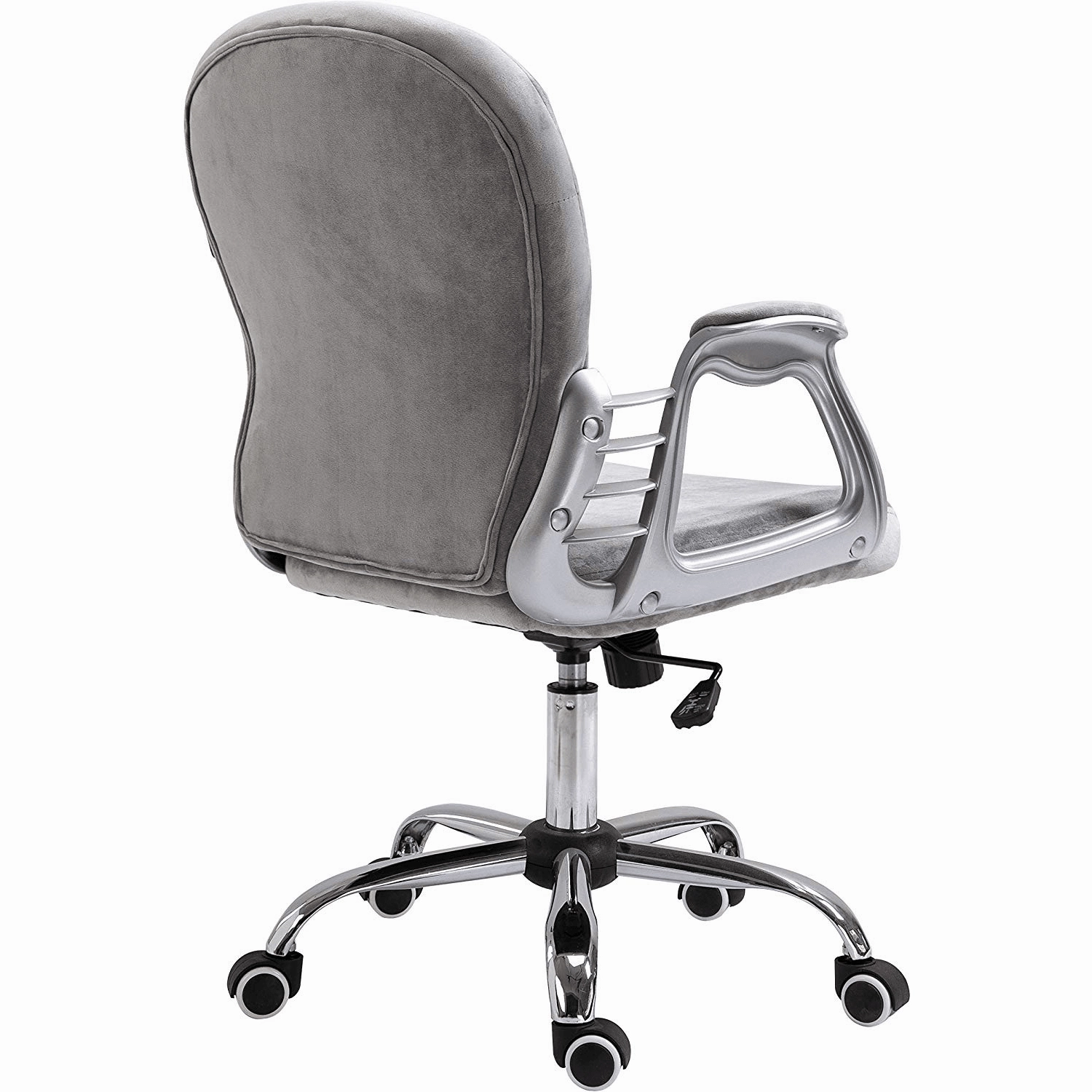 Grey Velvet Chesterfield Mid Back Swivel Chair