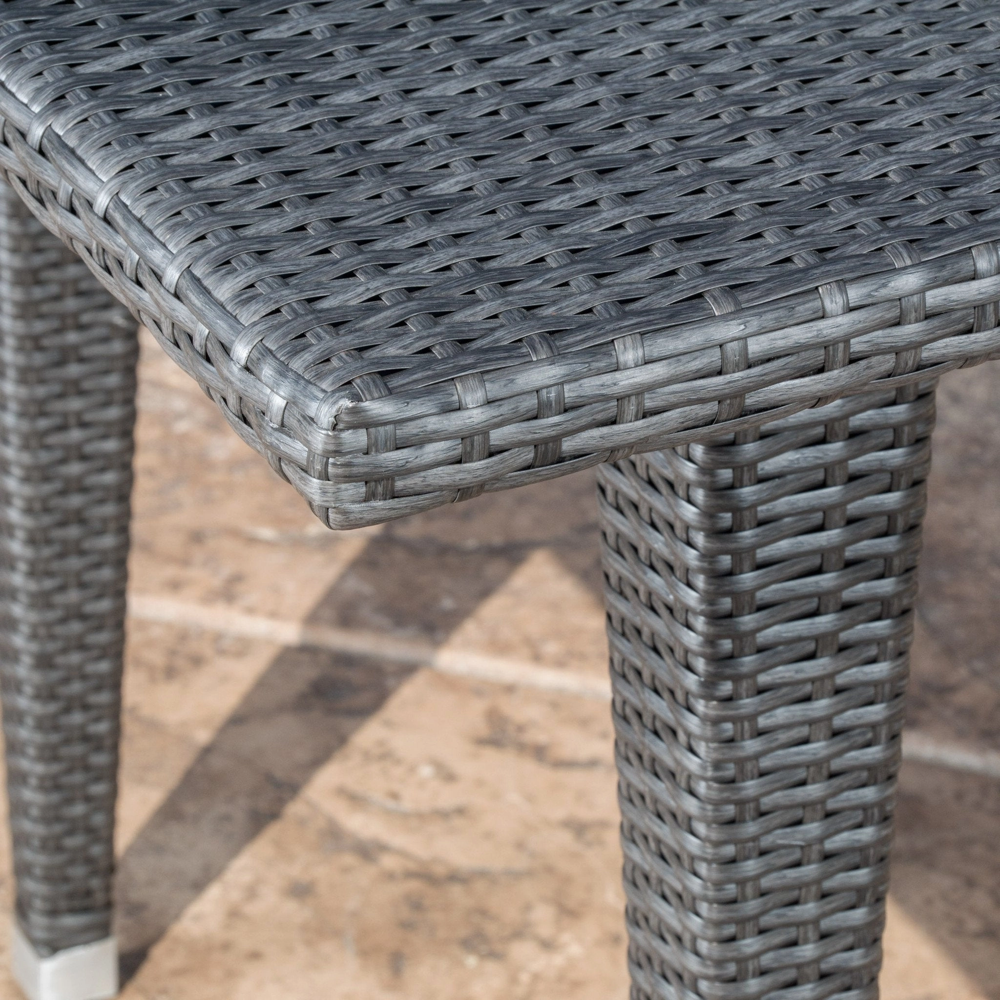 Grey Wicker Outdoor Patio Table - NH967692